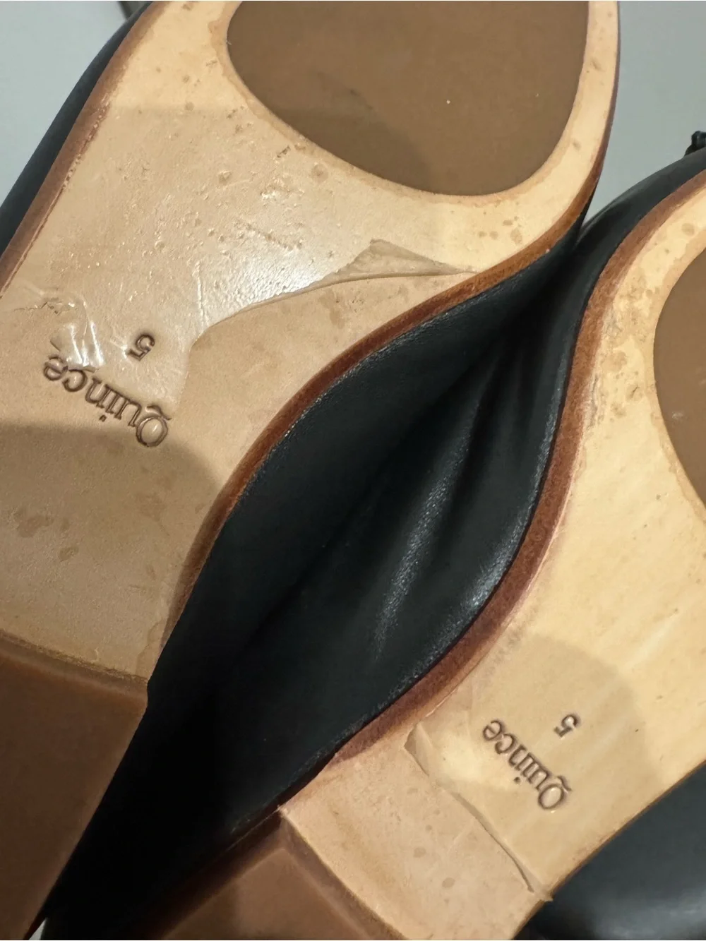Quince Black Leather Ballet Flats with Bow size 5